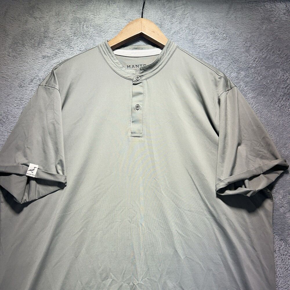 Mantra Catalyst Polo Mens 2XL Green Sage Mandarin Collar Recycled Stretch Shirt